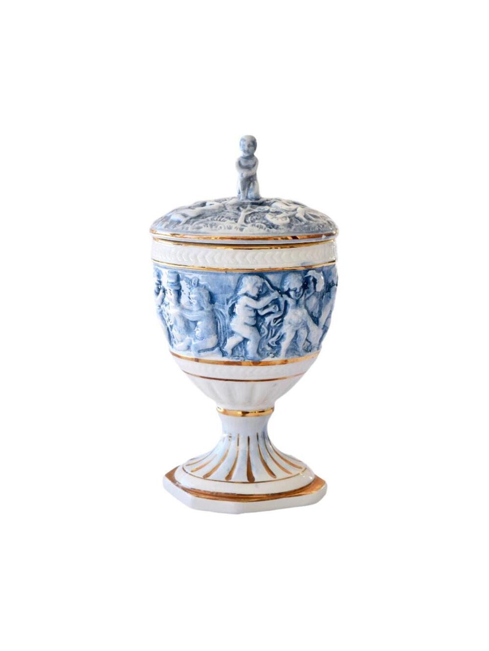 Capodimonte Cherub Urn with Lid